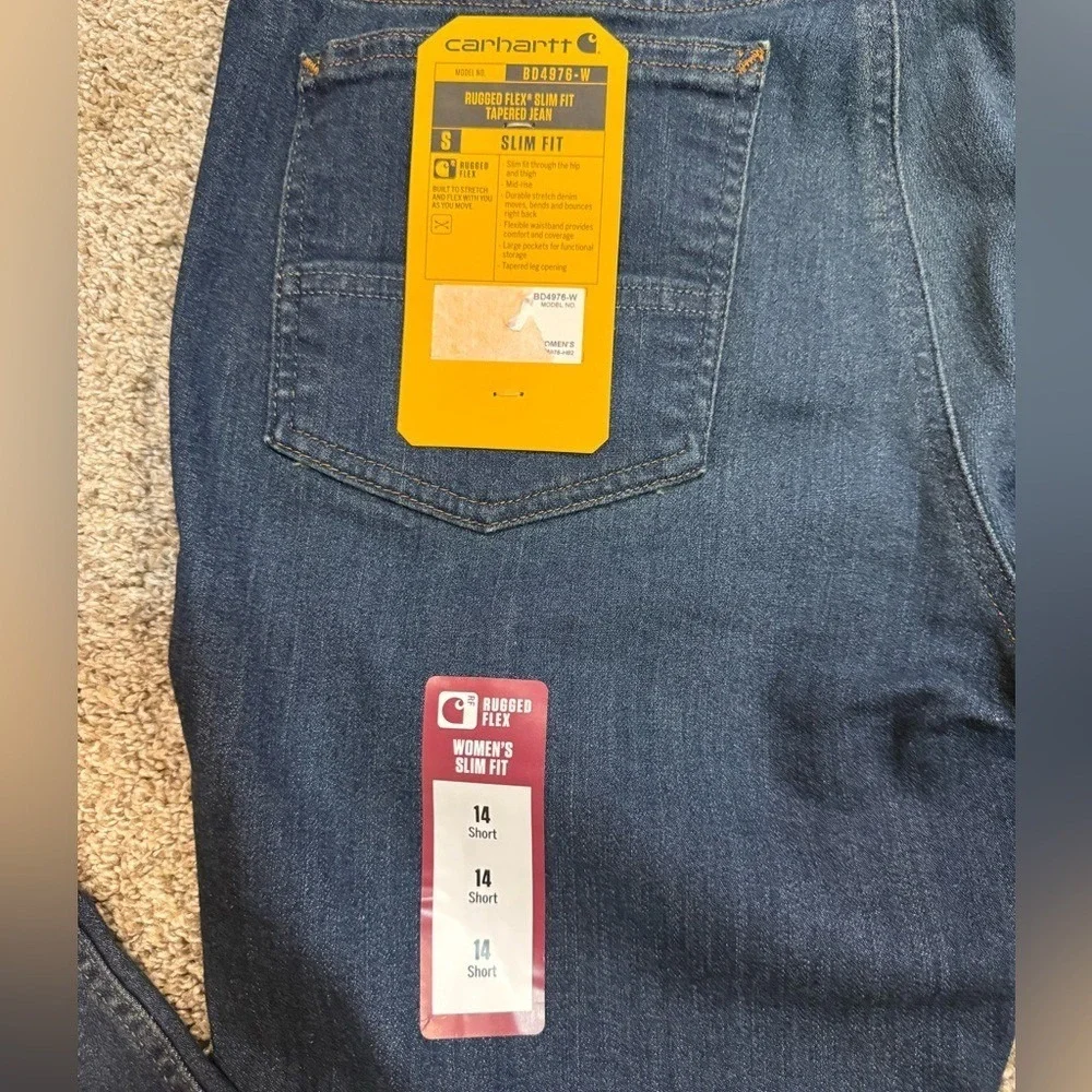 CARHARTT Women's Dark Blue Slim Fit Tapered Jeans 14S Rugged‎ Flex